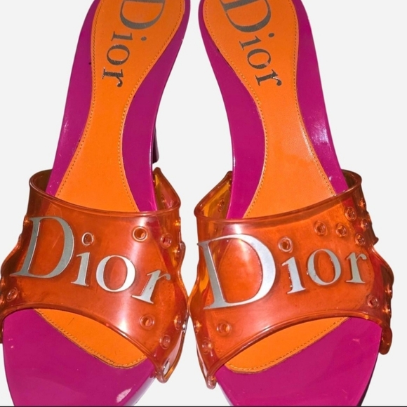 Dior Shoes - Dior orange and pink jelly mules size 39.5